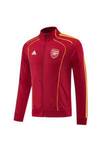 Red Arsenal track jacket with yellow piping, front zipper, crest on left chest and Adidas logo on the right.