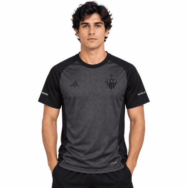 Atlético Mineiro 2025/26 away jersey in black and gray with club crest.
