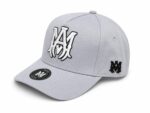 Stylish gray monogram street cap with embroidered logo for casual sportswear.