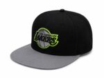 Neon Lakers Los Angeles snapback hat with logo, adjustable fit, perfect for basketball fans.