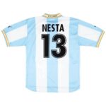 Light blue and white striped soccer jersey with 'Nesta' and number 13 on the back