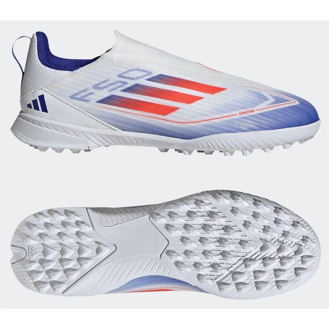 82be6496-872c-4fbe-9647-cf6c5e305d97 | UAE SPORT STORE Side view of a white running shoe with blue lining and red accents; includes a bottom view showing the textured outsole.