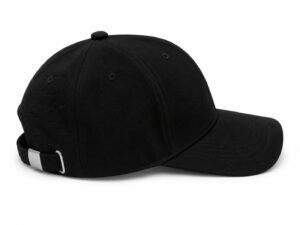 845e9cb9-098d-4370-87ec-33eb588d4e6a | UAE SPORT STORE عرض خلفي لقبعة بيسبول سوداء سادة مع حزام قابل للتعديل وإبزيم معدني على خلفية بيضاء.