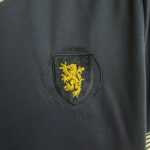 Dark fabric with an embroidered shield crest featuring a yellow lion and the text 1560 YEARS along the top edge of the shield.