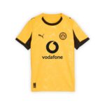 Yellow Dortmund football jersey with black trim, BVB crest and Vodafone sponsor on front, Puma logo visible