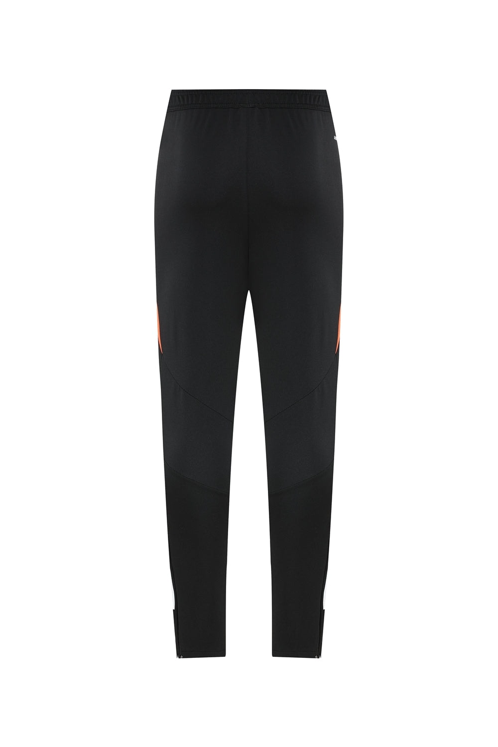 9a604c05 | UAE SPORT STORE Back view of black athletic jogger pants with subtle orange side accents, tapered fit at ankles.