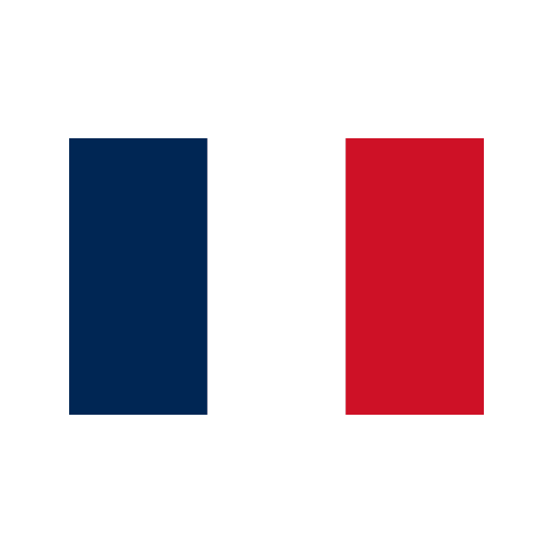 Two vertical color bars: dark blue on the left and red on the right against a white background.
