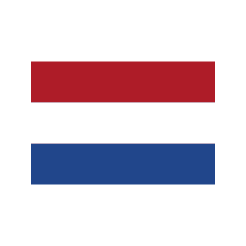 Red stripe on top and blue stripe on bottom with white space between (a simplified Dutch flag).