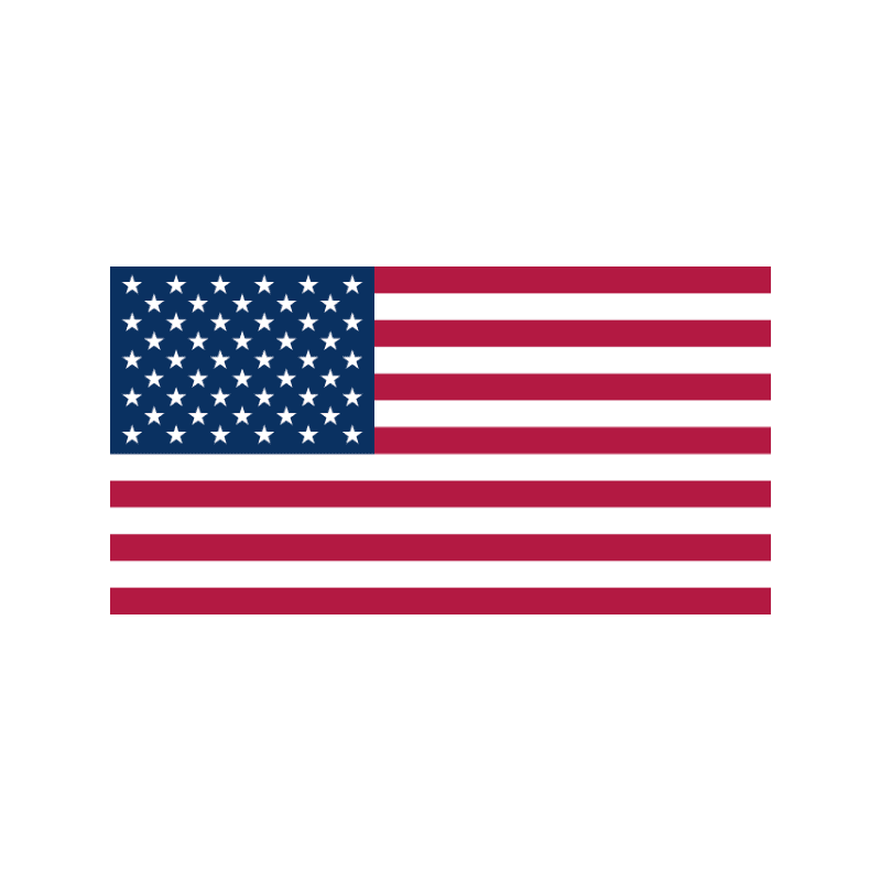 United States flag: blue canton with white stars and 13 red and white stripes