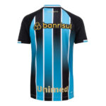 Blue and black striped soccer jersey with black sleeves, featuring 'banrisul' across the chest and 'Unimed' at the lower front.
