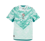 Portugal national soccer jersey with mint green abstract pattern, crest on chest and Puma logo