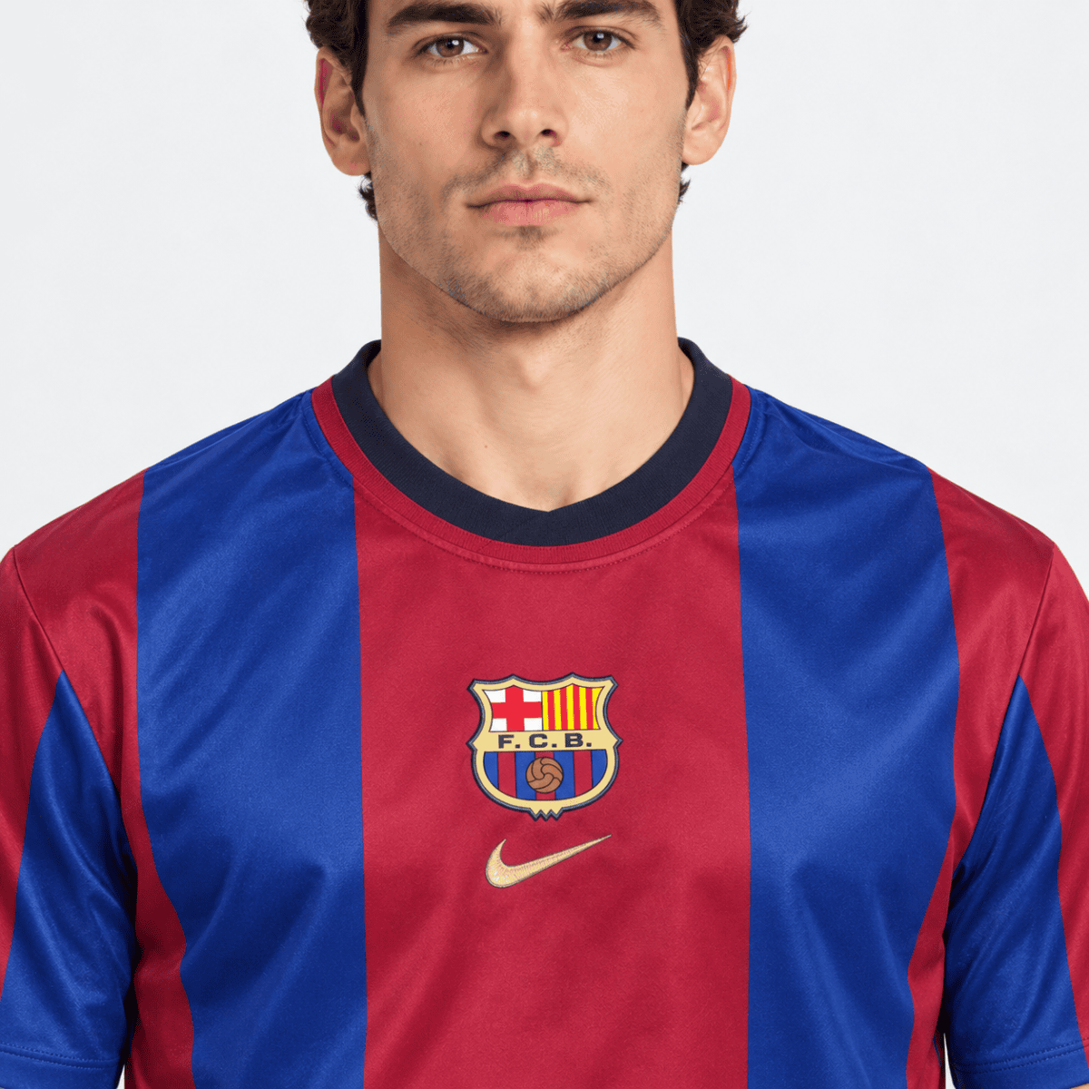 Barcelona home classic 1998/99 jersey with red and blue vertical stripes.