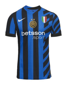D1IQfAJqjNeN2sm | UAE SPORT STORE Inter Milan home soccer jersey with blue and black vertical stripes, Nike swoosh, crest, and Betsson sponsor text.