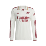 DF | UAE SPORT STORE White long-sleeve football jersey with Emirates Fly Better sponsor text and red team logos on chest and sleeves.