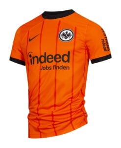 DShvn0bk3oFhdq7 | UAE SPORT STORE Orange soccer jersey with black collar, crest on the left chest, and 'indeed Jobs finden' sponsor text across the front.