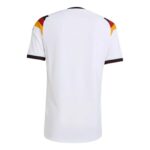 Back view of a white T-shirt with German flag-colored panels on the shoulders (black, red, yellow).