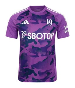 HUNkpKGoQIzCZxZ | UAE SPORT STORE Purple camouflage FC jersey with SBOTOP sponsor logo and FC crest on chest, white Adidas stripes on shoulders, short sleeves