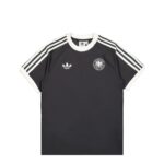 Black Adidas sports shirt with white stripes along the sleeves and the German Football Association crest on the chest.