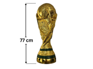 FIFA World Cup Trophy, 77 cm tall, shown with height measurement arrows