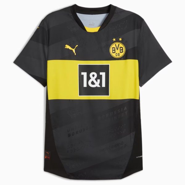 Borussia Dortmund football jersey in black and yellow with the 1&1 sponsor and club crest on the chest.