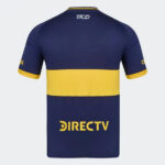 JJ4286_02 | UAE SPORT STORE Back view of a blue and yellow DirecTV jersey with a wide yellow stripe and the DirecTV logo on the lower back.