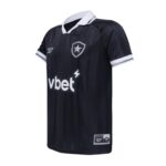 KJ | UAE SPORT STORE Dark navy soccer jersey with white collar and cuffs, featuring a shield crest with a star on the chest and a large Vbet sponsor logo across the front.