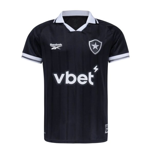Dark navy soccer jersey with white collar, Reebok logo, shield crest with a star on the chest, and a large 'vbet' sponsor across the front.
