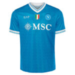 Blue Napoli football jersey with white trim and MSC sponsor logo on chest