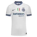 White Inter Milan soccer jersey with blue collar and sleeve trim, sponsor logo 'betsson.sport' on front, Nike logo and club crest with two stars above it.