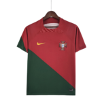 PhotoRoom-20220906_190241 | UAE SPORT STORE Red Portugal national team jersey on a hanger with a green diagonal panel and crest visible on the chest edge idea of the brand logo.