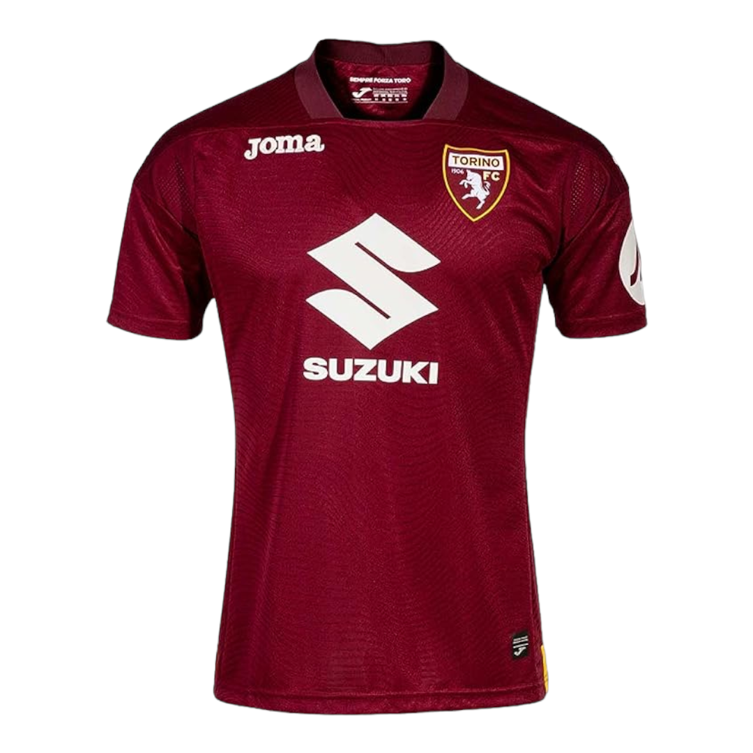 PhotoRoom-20230901-174143_de316803-2b20-4670-af71-a6c79f791a1f Torino FC maroon home jersey with Suzuki sponsor logo on the front and club crest on the chest