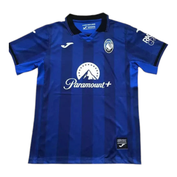 Blue soccer jersey with Paramount+ logo centered on the chest, team crest on the left chest, and brand logo on the right chest.