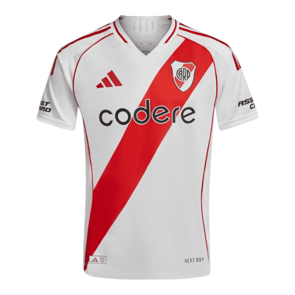 White River Plate soccer jersey with a bold red diagonal sash, sponsor text 'codere' across the front, and club crest on the chest.