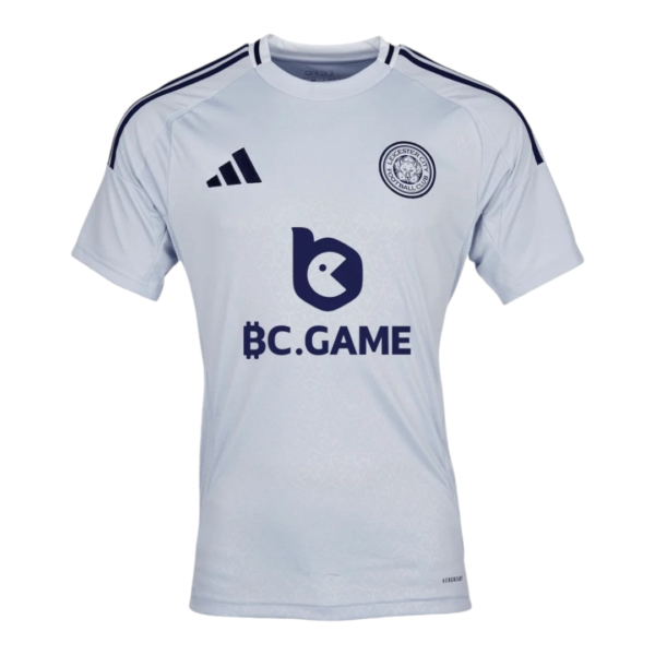 Light blue soccer jersey with dark blue Adidas stripes on shoulders, team crest on left chest, and a large BC.GAME sponsor logo centered on the front.
