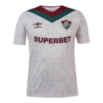 White soccer jersey with maroon and teal chevron at the neckline, crest on the left chest, Umbro logo, and 'SUPERBET' sponsor across the front.