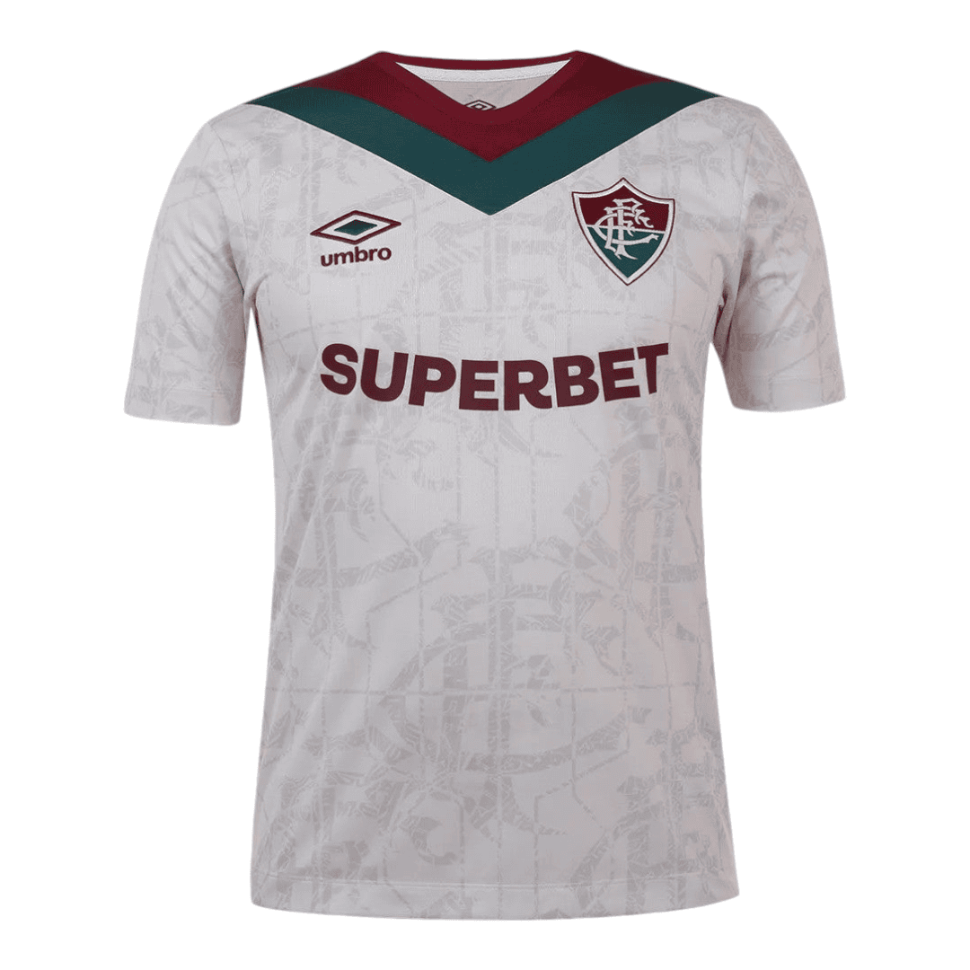 Photoroom-20241103-180217 | UAE SPORT STORE White soccer jersey with maroon and teal chevron at the neckline, crest on the left chest, Umbro logo, and 'SUPERBET' sponsor across the front.
