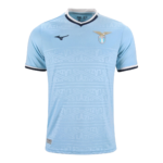 Light blue Lazio football jersey with a white collar trim, club crest on the chest, and the Mizuno logo on the opposite side.
