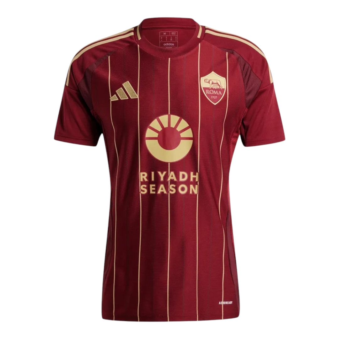 Photoroom-20241123-225610 Maroon football jersey with gold pinstripes, crest on the chest, and Riyadh Season sponsor logo.