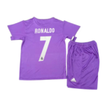 Purple Ronaldo Real Madrid football jersey with number 7 on the back and a small club crest below the number