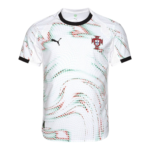 Portugal national team white jersey with colorful dotted swirl pattern, black collar, and crest on left chest (Puma logo visible).