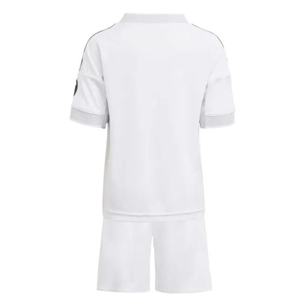White sports jersey and shorts viewed from the back.