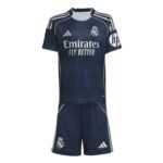 Real Madrid navy football jersey with Emirates Fly Better sponsor across the chest and HP logo on the sleeve.