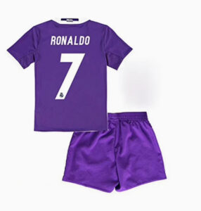 Purple soccer jersey with RONALDO and the number 7 on the back, paired with matching purple shorts.