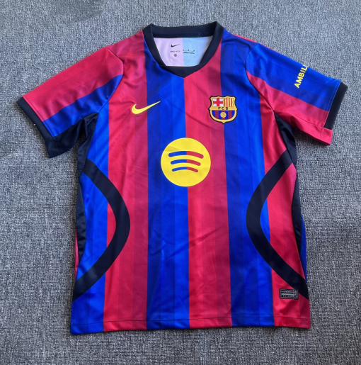 Screenshot2026-01-24at12.30.47-510x515-1 | UAE SPORT STORE Barcelona FC home jersey featuring red and blue vertical stripes, with Nike swoosh, Spotify sponsor circle, and club crest on the chest, short-sleeve with dark trim.