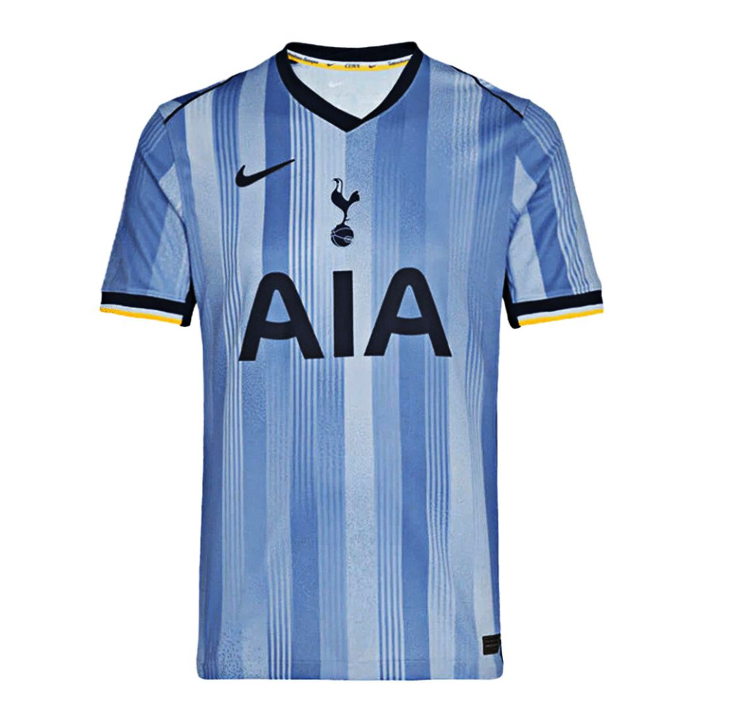 Screenshot_2024-08-03_222150 Tottenham Hotspur away football jersey in light blue vertical stripes with AIA sponsor and club crest