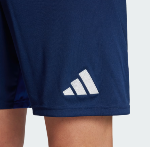 Screenshot_2024-09-18_222549 | UAE SPORT STORE Close-up of navy athletic shorts hem with a white Adidas logo (three striped emblem).