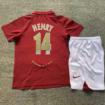 Screenshot_2025-02-10_004358 | UAE SPORT STORE Red soccer jersey with 'HENRY' and the number 14 on the back, next to white shorts with a red Nike swoosh.