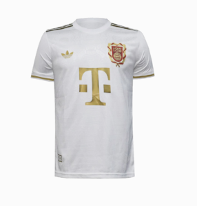 White soccer jersey with gold T-Mobile sponsor logo, Adidas emblem, and team crest on the chest.