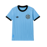 Screenshot_2025-05-10_001258 | UAE SPORT STORE Light blue pinstripe soccer jersey with black collar and cuffs, featuring the Adidas trefoil logo and a circular team crest on the chest.