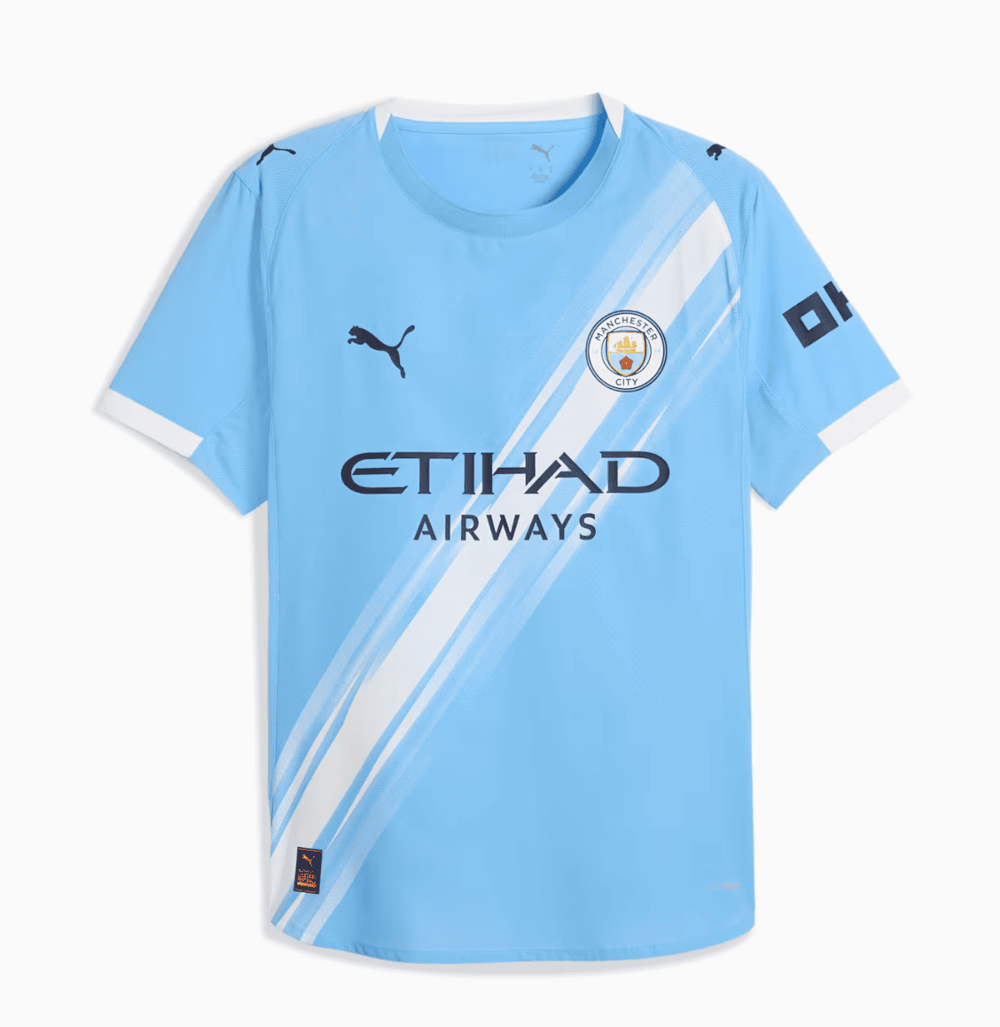 Screenshot_2025-06-04_191942 Light blue Manchester City football jersey with diagonal white stripes and the Etihad Airways sponsor logo.